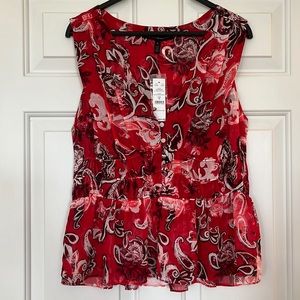 NWT WHBM Sleeveless Romantic Printed Blouse